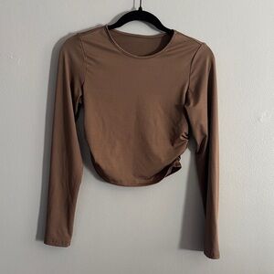 SHEIN Brown Long Sleeve Cropped Women's Top